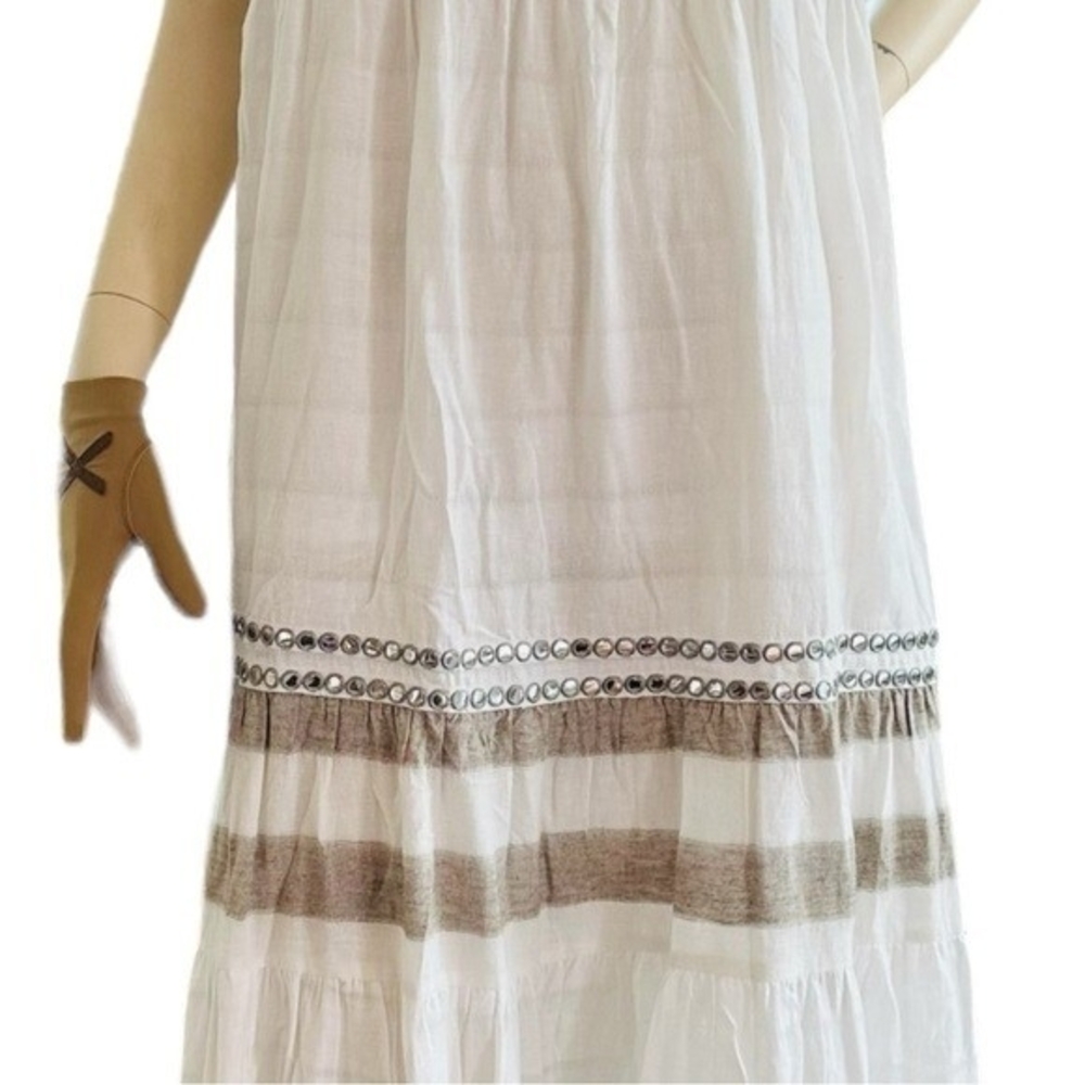 Rip Curl Vista Maxi Dress M White Grey Metallic Layered Cotton Spaghetti NWT - Picture 8 of 13